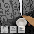 Furman Cafe Curtains 30 Inch Length 2 Panels Set, Elegant Geometric Jacquard - Image 4