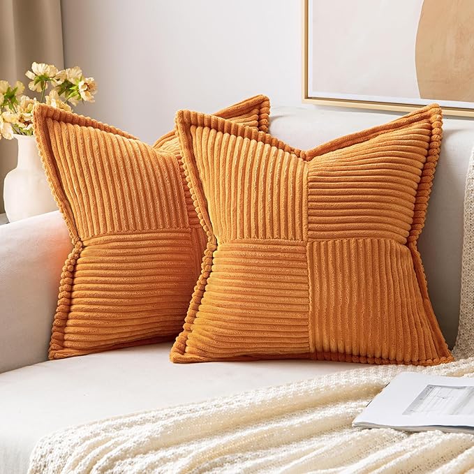 MIULEE Fall Burnt Orange Decorative Throw Pillow Covers 18x18 Inch 2 Pack | by MIULEE