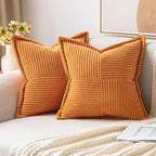 MIULEE Fall Burnt Orange Decorative Throw Pillow Covers 18x18 Inch 2 Pack | by MIULEE