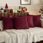 MIULEE Soft Corduroy Decorative Throw Pillow Covers Burgundy 18x18 | Set of 4 - Image 2