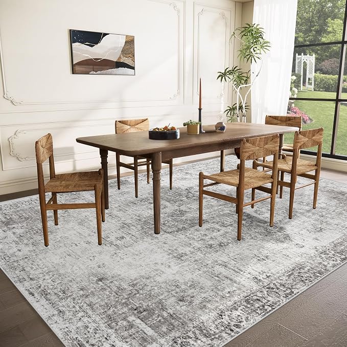 Area Rug 10x14 Washable Rug, Vintage Boho Medallion Rugs Non-Slip Soft Low Pile - Image 3