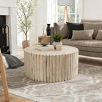 DUHOME Boho Round Coffee Table, Hand-Assembled from Solid Wood Sticks, Organic by DuhomeElegantLifestyle