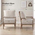 DUHOME Linen Fabric Spindle Accent Chairs Set of 2, Spool Chairs - Image 2