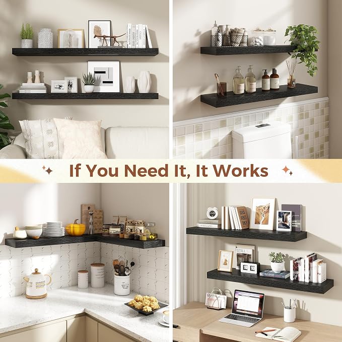Dreamland 40 Inch Black Floating Shelves - Image 7