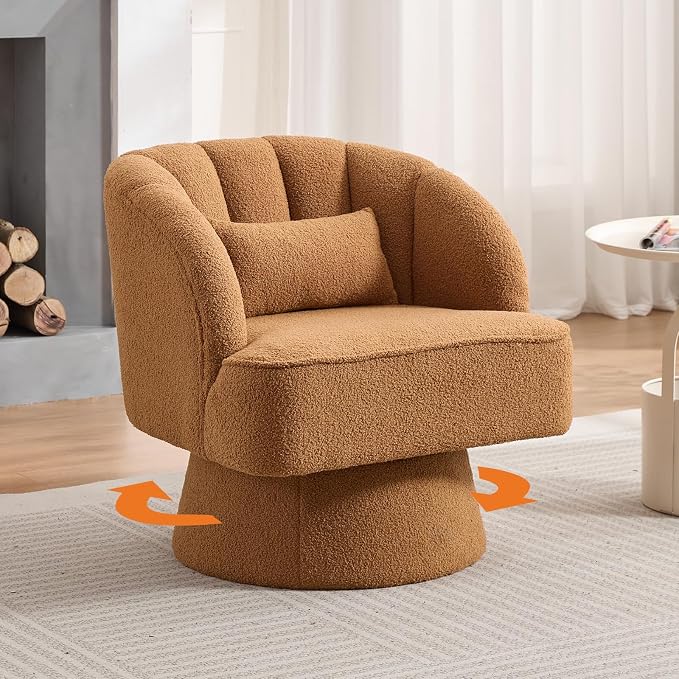 Garvee Ultra-Plush Swivel Accent Chair, 360° Barrel Lounge Chair - Image 8
