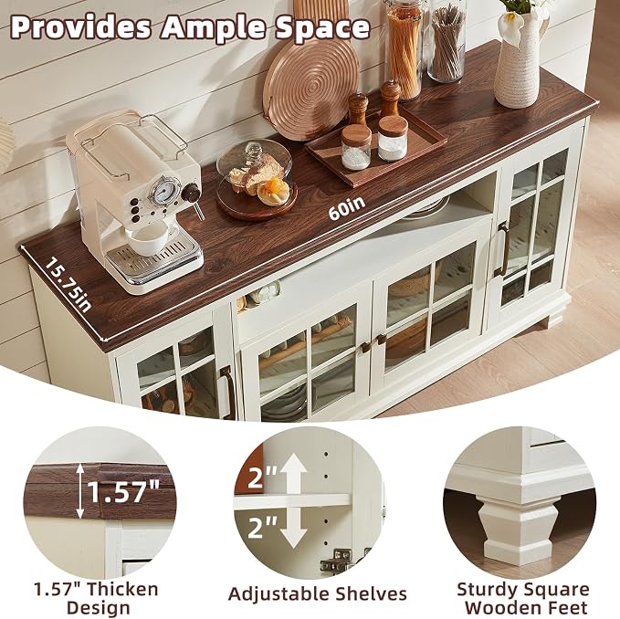 SAVOR LIFE Large Sideboard Buffet Cabinet - Image 7