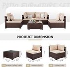 UPHA 5 Pieces Patio Furniture Sets, Wicker Outdoor Sectional Sofa Couch - Image 2