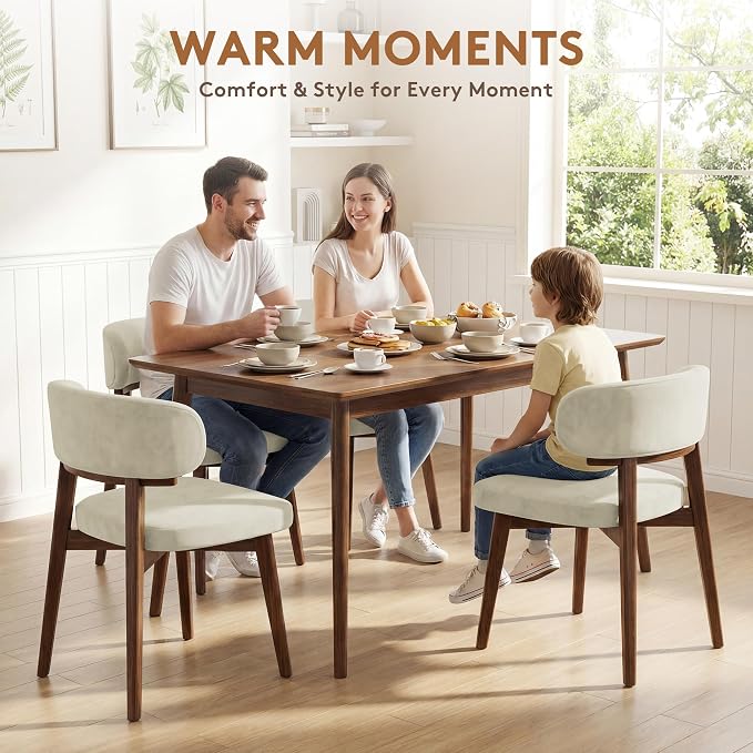 Dining Chairs Set of 4, Modern Upholstered Dining Chairs, Wooden Kitchen Chairs - Image 3