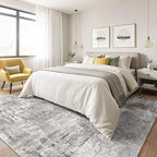 LOONGRUG 5x8 Area Rug Washable Neutral Modern Living Room Rugs Grey Rust | - Image 4