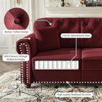 KEIKI 63" Velvet Chesterfield Sofa - Image 4