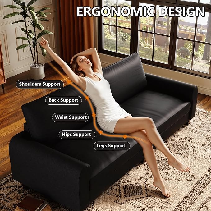 EASE MOOSE 70.6" Faux Leather Loveseat Sofa, Deep Seat Waterproof and - Image 6