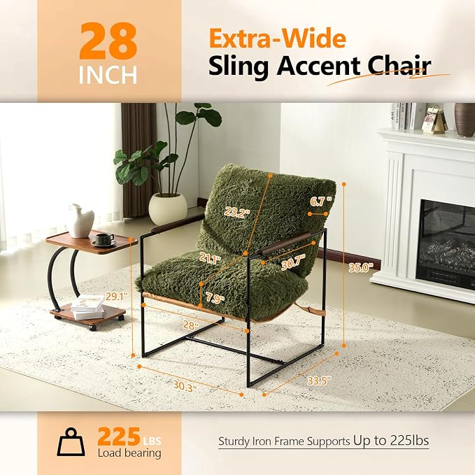 VINGLI 28" Wide Plush Upholstery Sling Modern Accent Chair - Image 2
