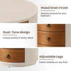 HOMPUS Fully Assembled Round Nightstand, 3 Drawer Chest of Drawers, Wood Rustic - Image 5