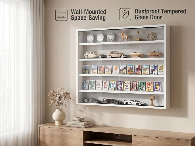 5-Tier Wall Mounted Display Cabinet, No Assembly Required Ready to Use Out of - Image 5