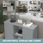 TaoHFE Grey Kitchen Pantry, Modern Wooden Small Credenza Sideboard Coffee - Image 3