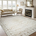 8x10 Washable Area Rugs for Living Room, Dining Room- Neutral Beige | Retro by Srugn