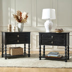 HULALA HOME Farmhouse Storage End Table Set of 2 by HULALAHOME