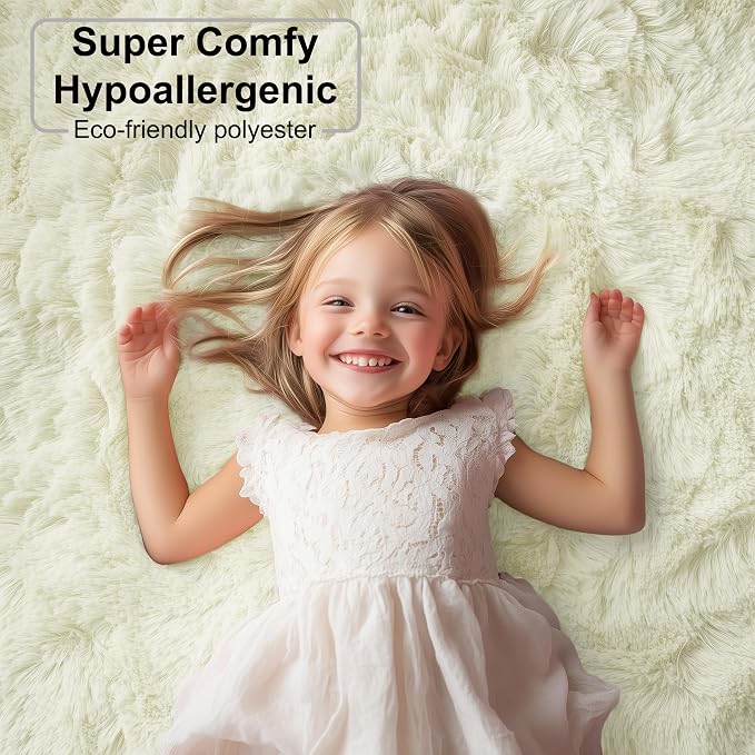 White Fluffy Washable Area Rugs - Image 7
