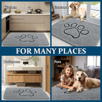 OLANLY Dog Door Mat for Muddy Paws 59x35, Paw Print Design Chenille Mud Mat | - Image 8