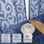 Furman Cafe Curtains 36 Inch Length 2 Panels Set, Elegant Geometric Jacquard - Image 3