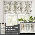 jinchan Ruffled Valance Curtain Linen Floral Kitchen Valance 18 Inch Shabby - Image 8