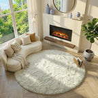 Amdrebio Cream Ivory White Large Round Area Rug 8Ft - Image 5