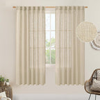 Light Filtering Linen Curtains 68 inches Long by LAMIT