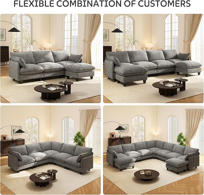 Ihanherry 105" Modular Sectional Sofa, L-Shaped Cloud Couch - Image 7