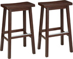 Amazon Basics Solid Wood Saddle-Seat Counter Height Bar Stools by AmazonBasics
