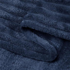 BEDELITE 3D Ribbed Navy Blue Fleece Throw Blanket - Image 6