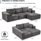 Weture 108” Modular Sectional Sofa, Cloud Sectional Couch - Image 3