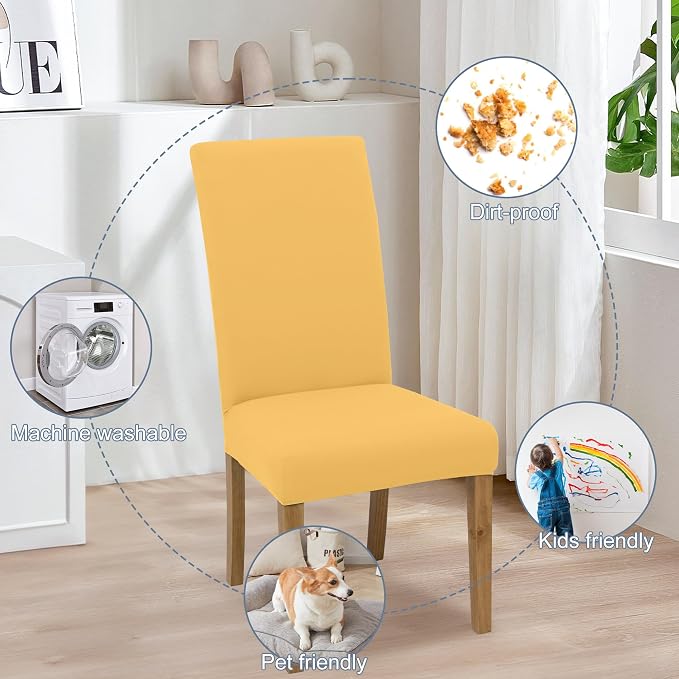 BIETYONE Stretch Dining Chair Covers Set of 6, Soft Removable Washable Kitchen - Image 6