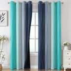 Navy Blue and Teal Gradient Blackout Curtains - Image 2