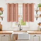 YoungsTex Terracotta Linen Kitchen Curtains 36 Inch Length by YoungsTex