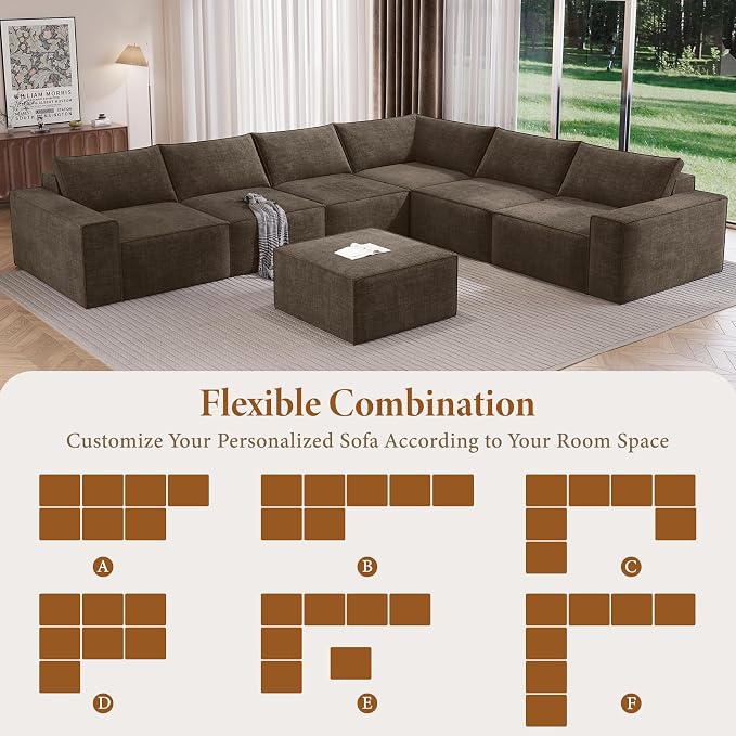 Vesgantti 143.7" Oversized Boneless Couch, Modern 7 Seater Modular Sectional - Image 7