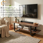 Welnow Walnut TV Stand for 65" TV, Mid Century Modern Entertainment Center - Image 4