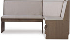 Linon Lucy Natural Wood and Linen Upholstered Corner Nook Kitchen Dining Set - Image 8