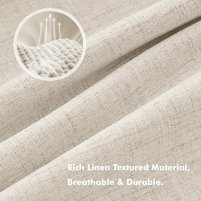 MIULEE 100% Blackout Linen Curtains 42 x 72 Inch Linen Beige 2 Panels | Thermal - Image 3
