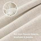 MIULEE 100% Blackout Linen Curtains 42 x 72 Inch Linen Beige 2 Panels | Thermal - Image 3