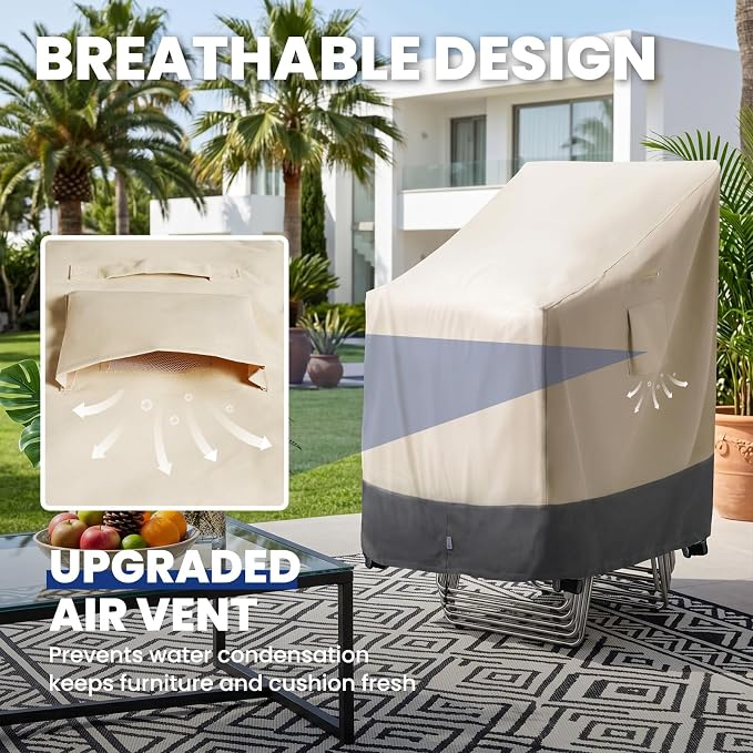Extra Heavy Duty Stackable Patio Chair Covers Waterproof 2 Pack, Patio - Image 6