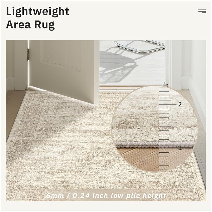 Soalmost Runner Rug 2x10 Washable Non-Slip Hallway Kitchen Runners Beige | - Image 7