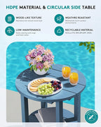 SERWALL Round Outdoor Side Table, HDPE Small Adirondack End Table, 2-Tier Patio - Image 4