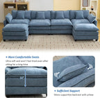 147'' Sectional Cloud Deep Seat Couch, Oversized Chenille U Shaped Sectional - Image 3