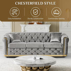 DAMAIFROM Velvet Couch Grey and Gold Sofa Luxury Loveseat 84.6" Mid Century - Image 7