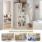 DWVO 66" Storage Cabinet, Tall Bookshelf Display Cabinet, 4 Shelves Curio - Image 6