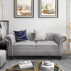 Chesterfield Loveseat Sofa, Modern Velvet Small Sofa Couch 2 Seater by RUSTYER