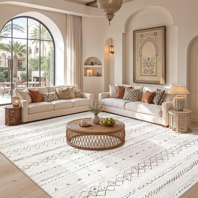 cotiled Boho 12x15 Area Rug for Living Room: Large Moroccan Washable Rug | - Image 4