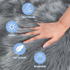 15.7 Inch Grey Mini Round Faux Fur Sheepskin Rugs Small Fluffy Circle Rug - Image 4