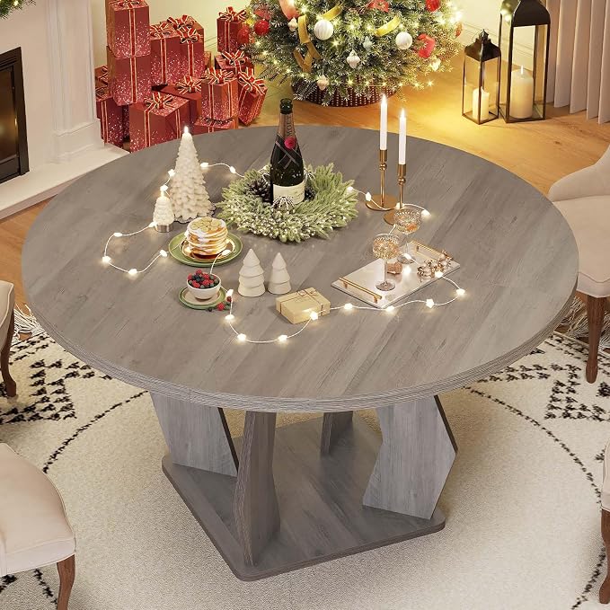 IBF Round Dining Table, Farmhouse Pedestal Dining Tables - Image 4