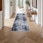2x5 Washable Runner Rug：Modern Abstract Soft Carpet Dark Black | - Image 4